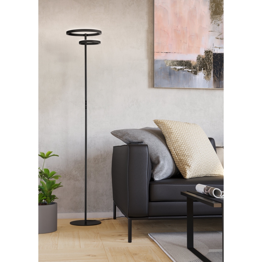 Eglo - himmennettävä LED-lattiavalaisin LED/16W/230V + LED/12W musta