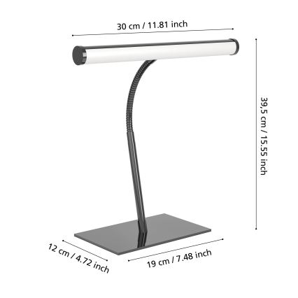 Eglo - LED kosketusohjattu himmennettävä pöytälamppu LED/5W/230V 2700/4000/6500K musta kromi