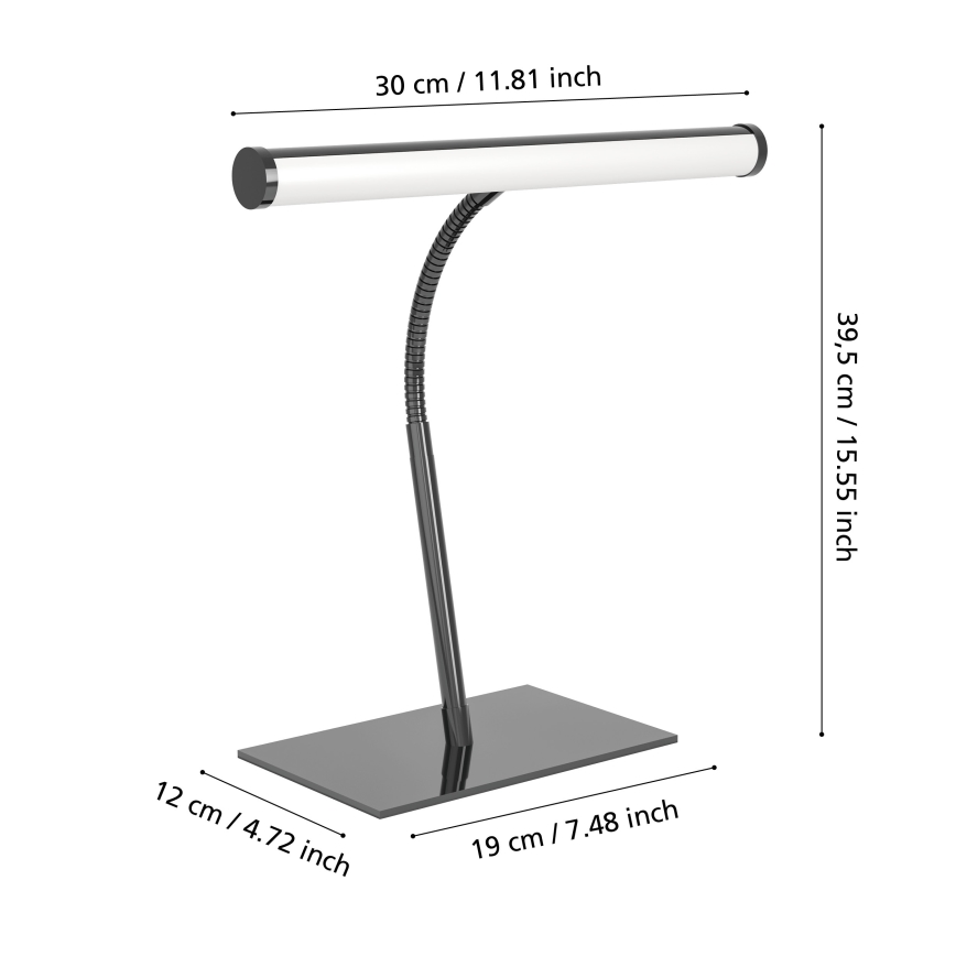 Eglo - LED kosketusohjattu himmennettävä pöytälamppu LED/5W/230V 2700/4000/6500K musta kromi