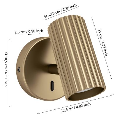 Eglo - Seinään asennettava kohdevalaisin 1xGU10/5W/230V, kullanvärinen