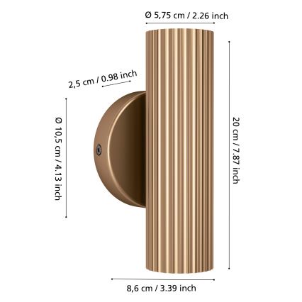 Eglo - Seinävalaisin 2xGU10/5W/230V kullanvärinen