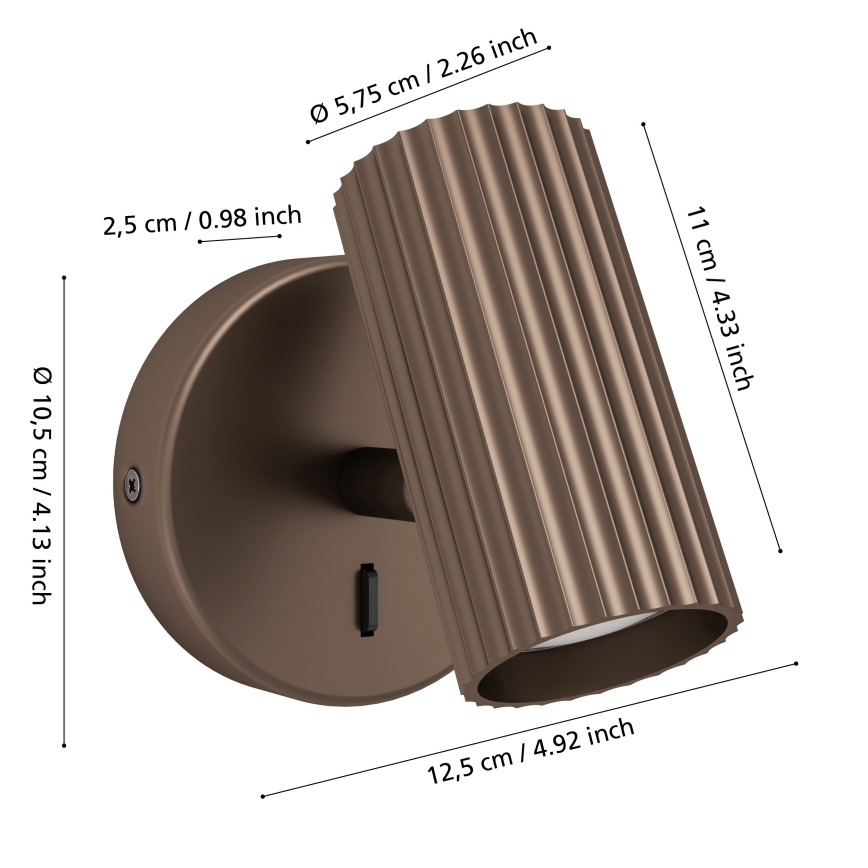 Eglo - Seinään asennettava kohdevalaisin 1xGU10/5W/230V, ruskea
