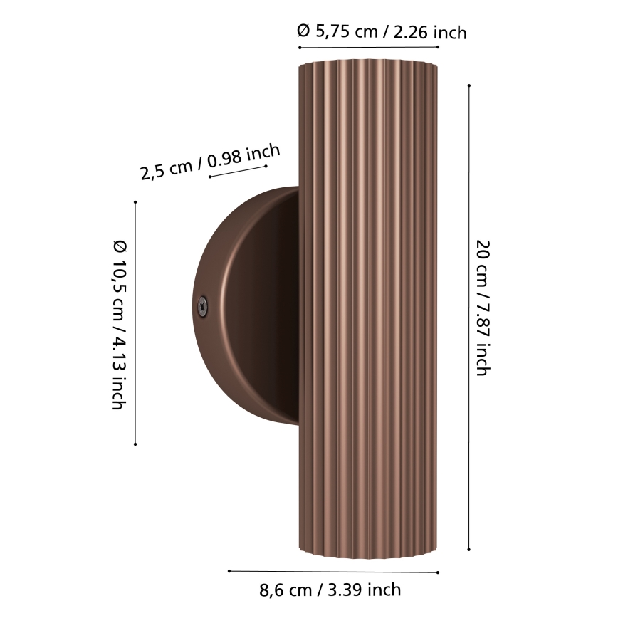 Eglo - Seinävalaisin 2xGU10/5W/230V ruskea
