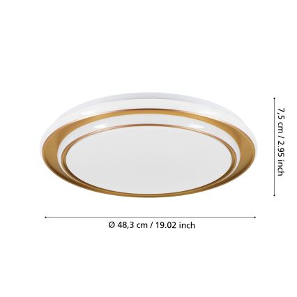 Eglo - LED-kattovalaisin LED/36W/230V 2700/4000/6500K halkaisija 49 cm kultainen