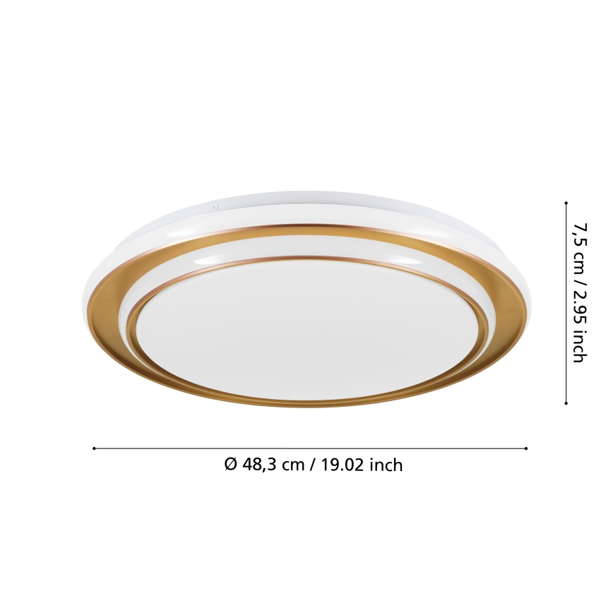 Eglo - LED-kattovalaisin LED/36W/230V 2700/4000/6500K halkaisija 49 cm kultainen
