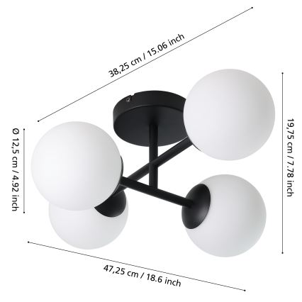 Eglo - LED-pinta-asennettava kylpyhuonevalaisin 4xG9/4,2W/230V IP44 musta