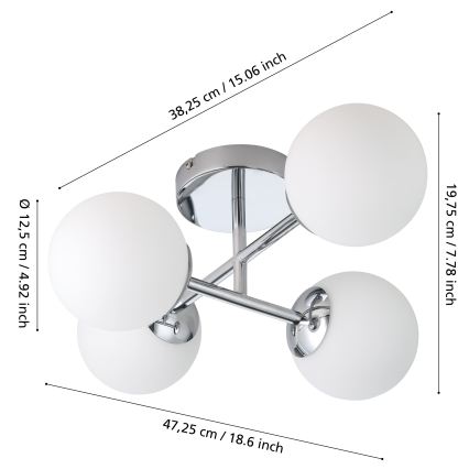 Eglo - LED-kylpyhuonevalaisin, pinta-asennettava, 4xG9/4,2W/230V, IP44, kiiltävä kromi