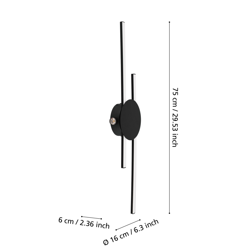 Eglo - LED-seinävalaisin LED/20W/230V + LED/0,91W musta