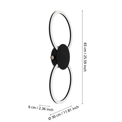 Eglo - LED-seinävalaisin LED/20W/230V + LED/0,91W musta