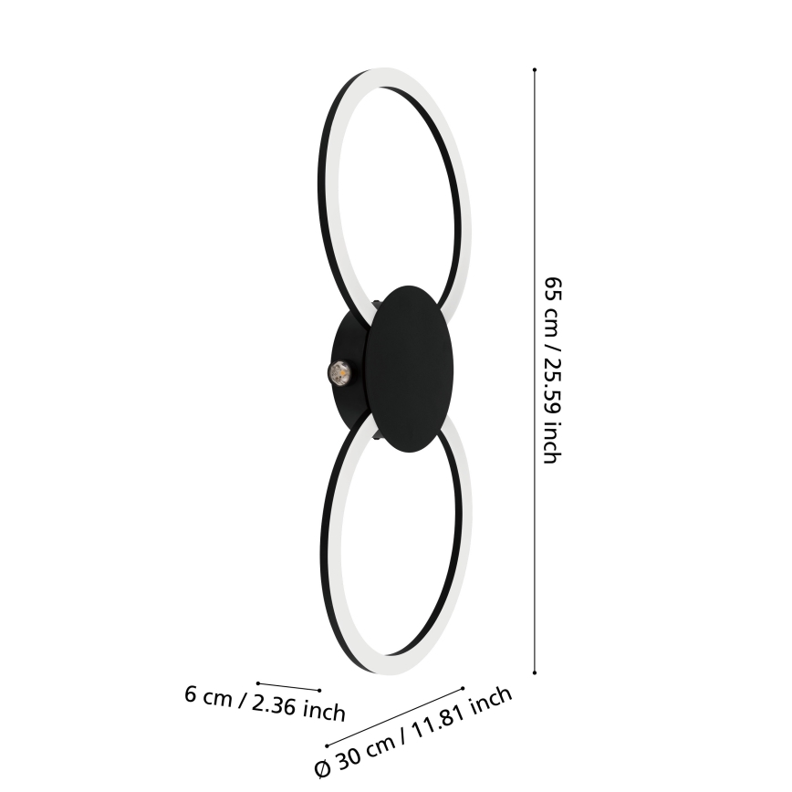 Eglo - LED-seinävalaisin LED/20W/230V + LED/0,91W musta