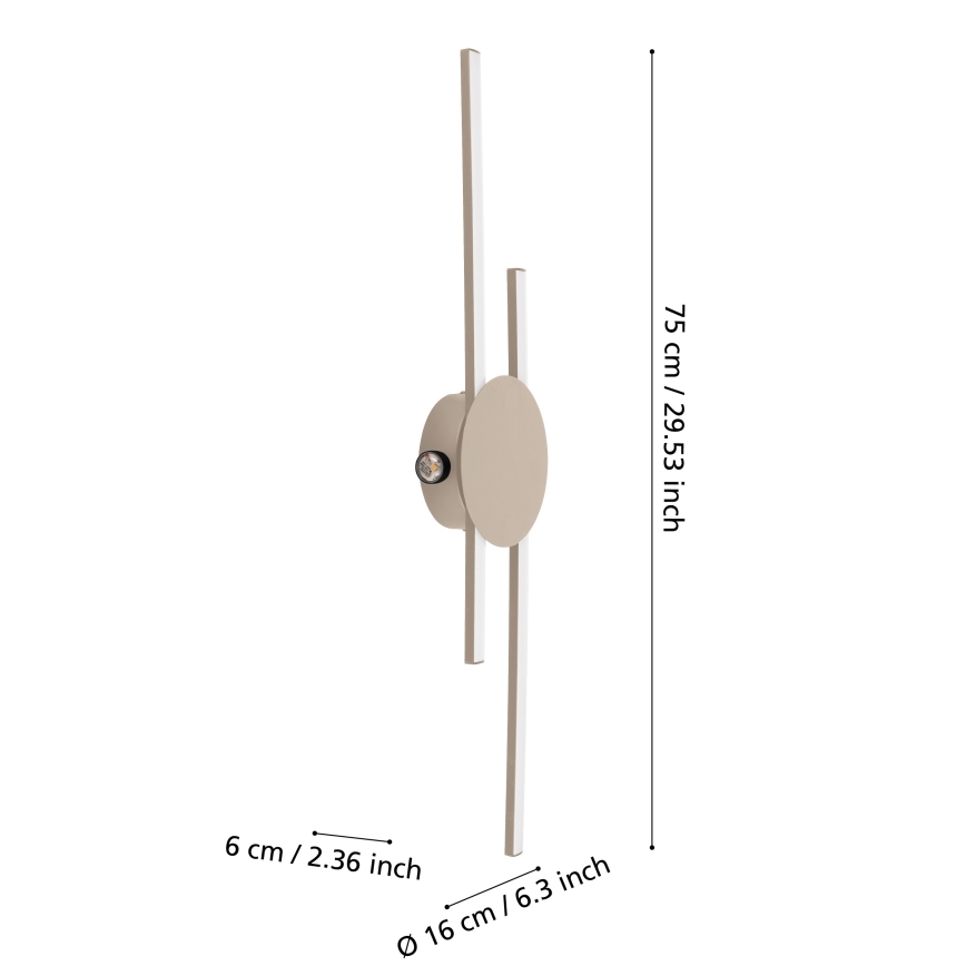 Eglo - LED-seinävalaisin LED/20W/230V + LED/0,91W beigen sävyinen