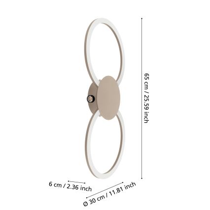 Eglo - LED-seinävalaisin LED/20W/230V + LED/0,91W beige