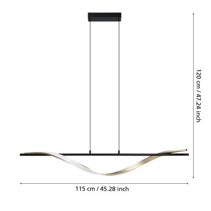 Eglo - LED-riippuvalaisin kaapelilla LED/20W/230V 2700/4000/6500K musta/kultainen