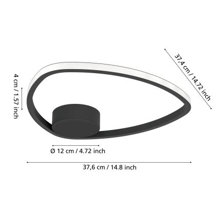 Eglo - LED kattovalaisin LED/9,7W/230V 2700/4000/6500K halkaisija 37,5 cm musta