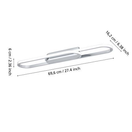 Eglo - LED-kattovalaisin LED/20W/230V 2700/4000/6500K kiiltävä kromi
