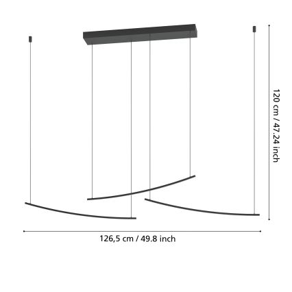 Eglo - Himmennettävä LED-riippuvalaisin vaijerilla LED/22W/230V 2700/4000/6500K musta