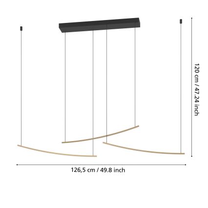 Eglo - Himennettävä LED-riippuvalaisin vaijerilla LED/22W/230V 2700/4000/6500K kultainen
