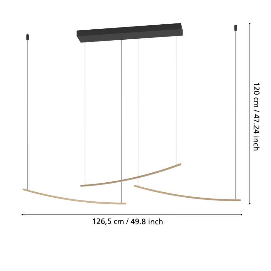 Eglo - himmennettävä LED-riippuvalaisin kaapelilla LED/22W/230V 2700/4000/6500K kultainen