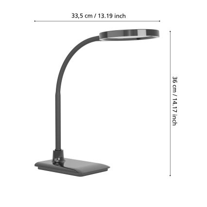 Eglo - LED himmennettävä taipuisa pöytälamppu LED/5,5W/230V 2700/4000/6500K musta