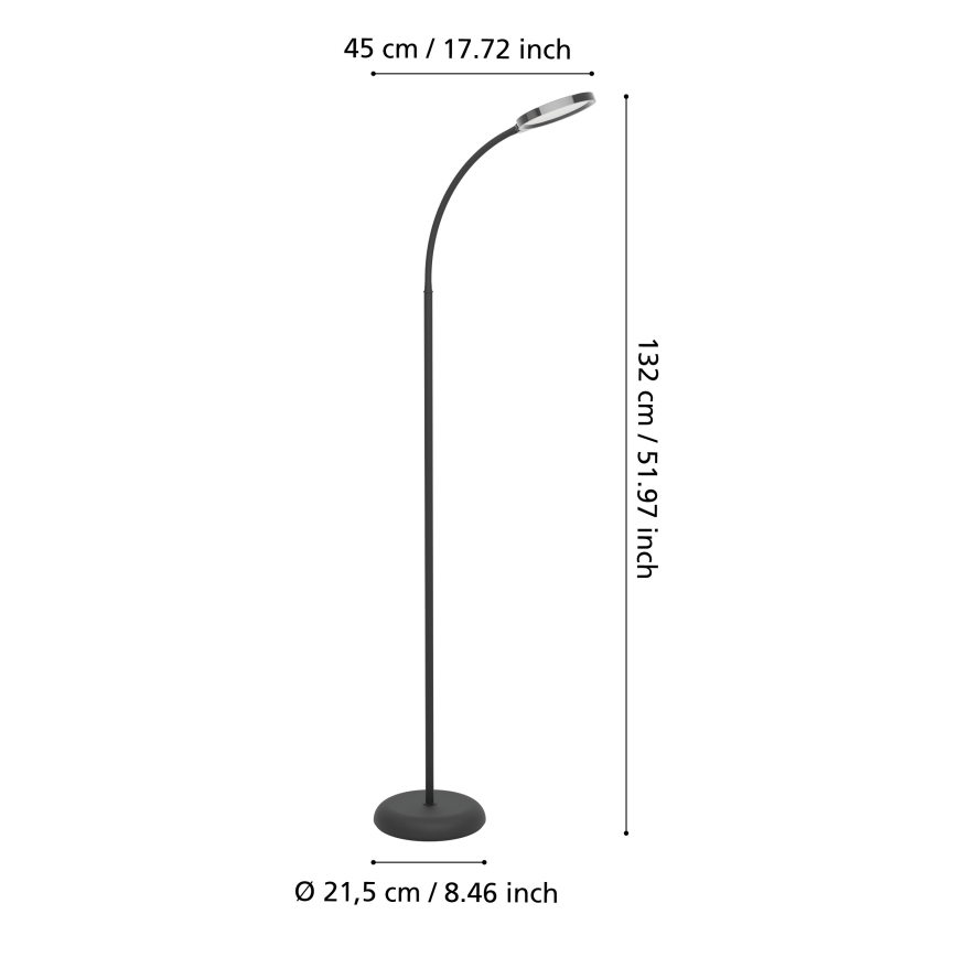 Eglo - LED himmennettävä taipuisa lattiavalaisin LED/5,5W/230V 2700/4000/6500K musta