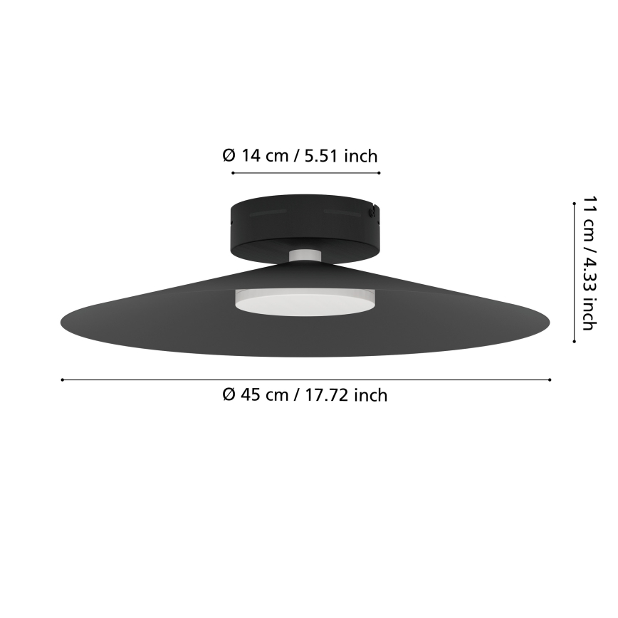 Eglo - RGBW LED-himmennettävä kattovalaisin LED/15,5 W/230 V 2700–6500 K Ø 45 cm musta