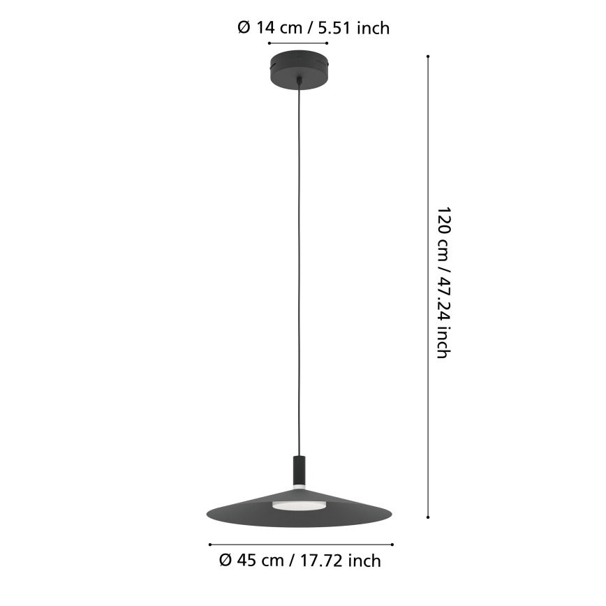 Eglo - LED RGBW himmennettävä riippuvalaisin vaijerilla LED/15,5W/230V 2700-6500K musta