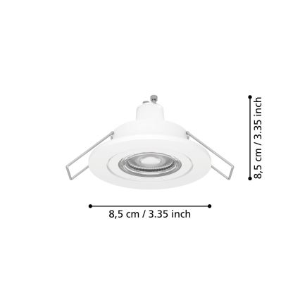 Eglo - LED-kylpyhuoneen upotettava kohdevalaisin 1xGU10/4,5W/230V IP44 valkoinen