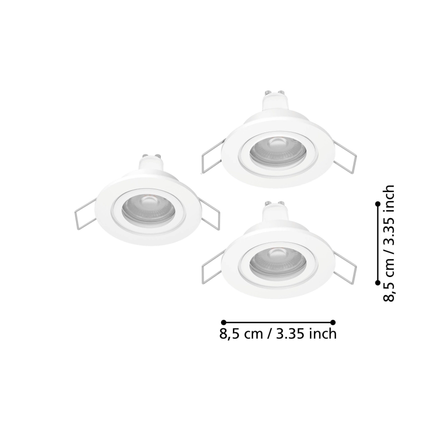 Eglo - 3 kpl LED-alasvaloja kylpyhuoneeseen 1xGU10/4,5W/230V IP44 valkoinen