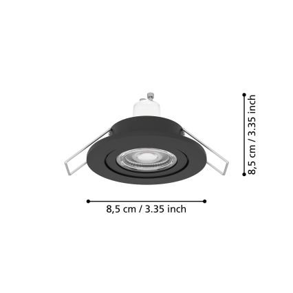 Eglo - LED-kylpyhuoneen upotettava kohdevalaisin 1xGU10/4,5W/230V IP44 musta