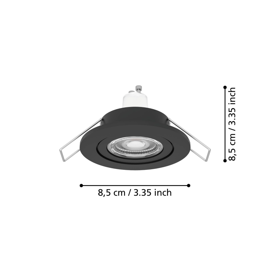 Eglo - LED-kylpyhuoneen upotettava kohdevalaisin 1xGU10/4,5W/230V IP44 musta