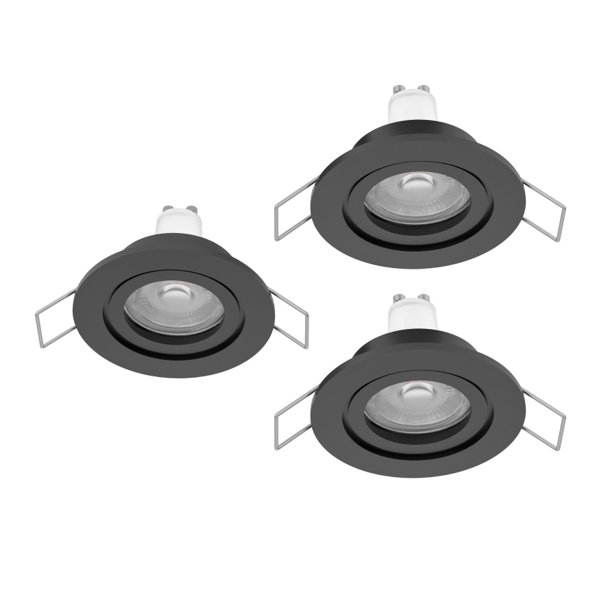 Eglo - 3 kpl setti: LED-kylpyhuoneen upotettavat kohdevalaisimet, 1xGU10/4,5W/230V, IP44, musta
