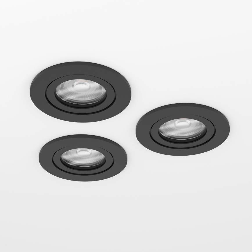 Eglo - 3 kpl setti: LED-kylpyhuoneen upotettavat kohdevalaisimet, 1xGU10/4,5W/230V, IP44, musta