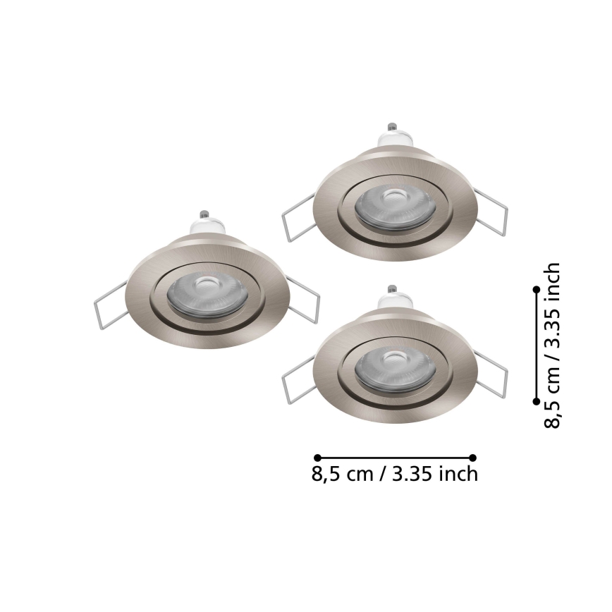 Eglo - 3 kpl LED-kylpyhuoneen upotettava kohdevalaisin 1xGU10/4,5W/230V IP44 mattakromi
