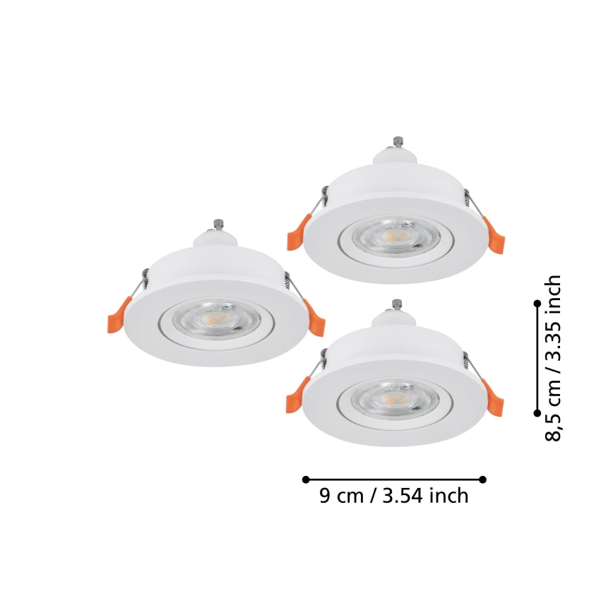 Eglo - Setti 3x LED-upotettava kohdevalaisin 1xGU10/4,5W/230V valkoinen