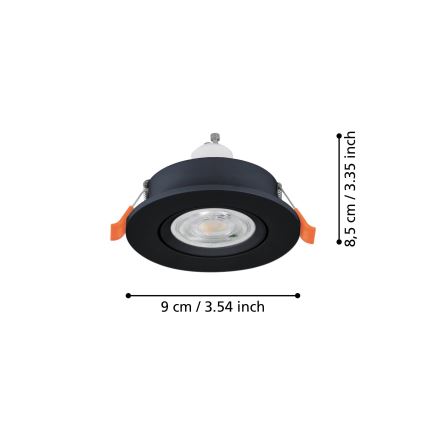 Eglo – LED-upotettava kohdevalaisin, 1x GU10, 4,5 W, 230 V, musta