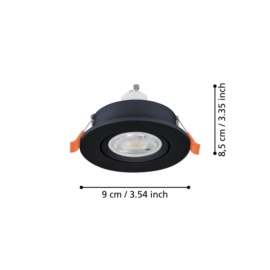 Eglo – LED-upotettava kohdevalaisin, 1x GU10, 4,5 W, 230 V, musta