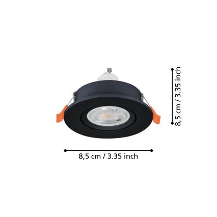 Eglo - LED-kohdevalaisin kylpyhuoneeseen, uppoasennettava, 1xGU10/4,5W/230V IP44, musta
