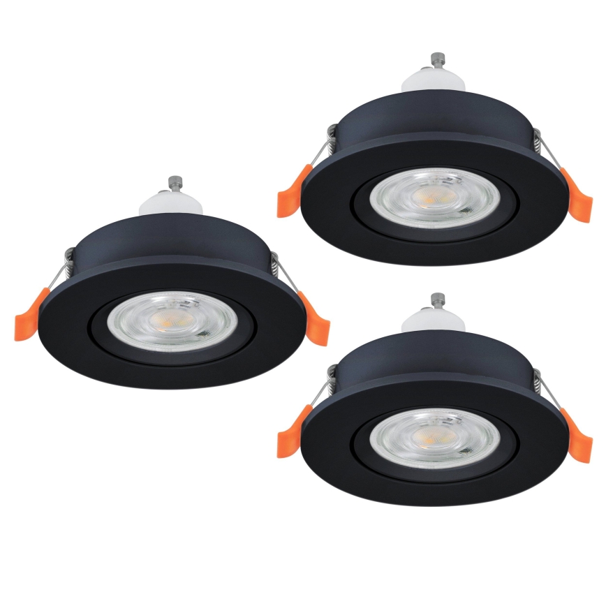 Eglo - SETTI 3x LED Kylpyhuoneen upotettava kohdevalaisin 1xGU10/4,5W/230V IP44 musta