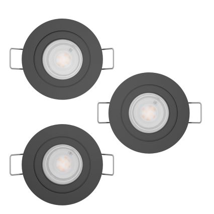 Eglo - SETTI 3x LED Kylpyhuoneen upotettava kohdevalaisin 1xGU10/4,5W/230V IP44 musta