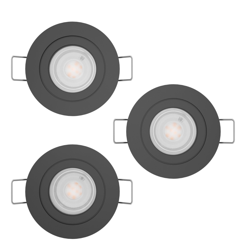 Eglo - SETTI 3x LED Kylpyhuoneen upotettava kohdevalaisin 1xGU10/4,5W/230V IP44 musta