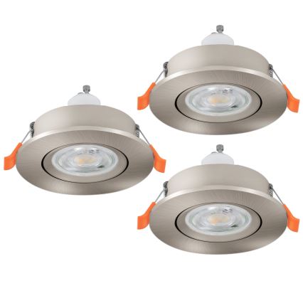 Eglo - 3 kpl LED-kylpyhuoneen upotettavat kohdevalaisimet 1xGU10/4,5W/230V IP44 mattakromi