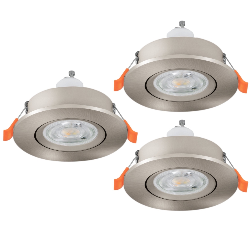 Eglo - 3 kpl LED-kylpyhuoneen upotettavat kohdevalaisimet 1xGU10/4,5W/230V IP44 mattakromi