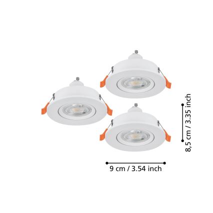 Eglo - SETTI 3x LED upotettava kohdevalaisin 1xGU10/4,5W/230V valkoinen