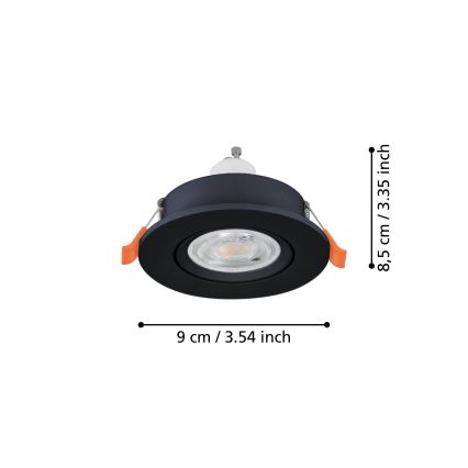 Eglo - LED-upotettava kohdevalaisin 1xGU10/4,5W/230V musta