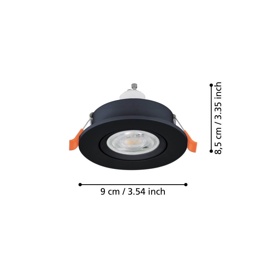 Eglo - LED-upotettava kohdevalaisin 1xGU10/4,5W/230V musta