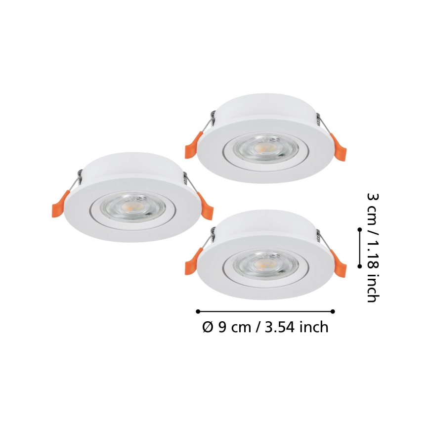 Eglo - SETTI 3x LED upotettava kohdevalaisin LED/4,8W/230V 2700/4000/6500K valkoinen