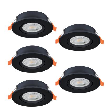 Eglo - Sarja 5x LED upotettavia kohdevalaisimia LED/4,8W/230V 2700/4000/6500K musta