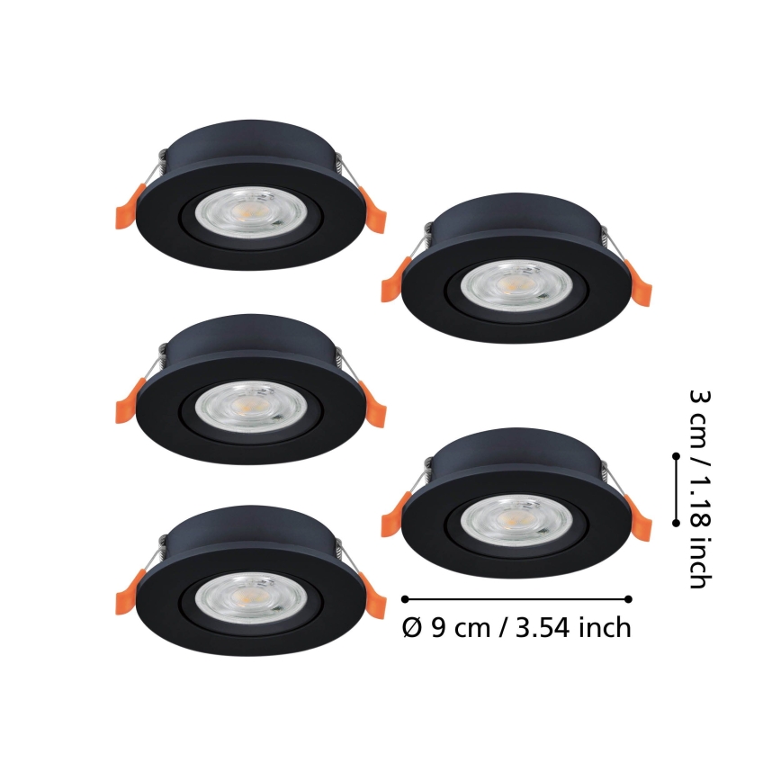 Eglo - Sarja 5x LED upotettavia kohdevalaisimia LED/4,8W/230V 2700/4000/6500K musta