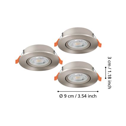 Eglo - SETTI 3x upotettava kohdevalaisin LED/4,8W/230V 2700/4000/6500K mattakromi