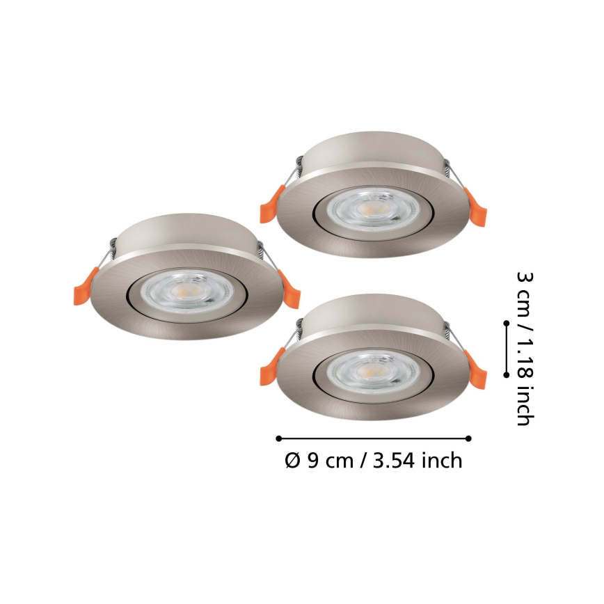 Eglo - SETTI 3x upotettava kohdevalaisin LED/4,8W/230V 2700/4000/6500K mattakromi